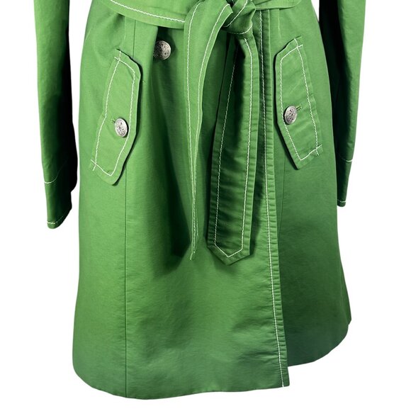 Ann Taylor Loft Green Double-Breasted Trench Coat Size Medium - Picture 9 of 12